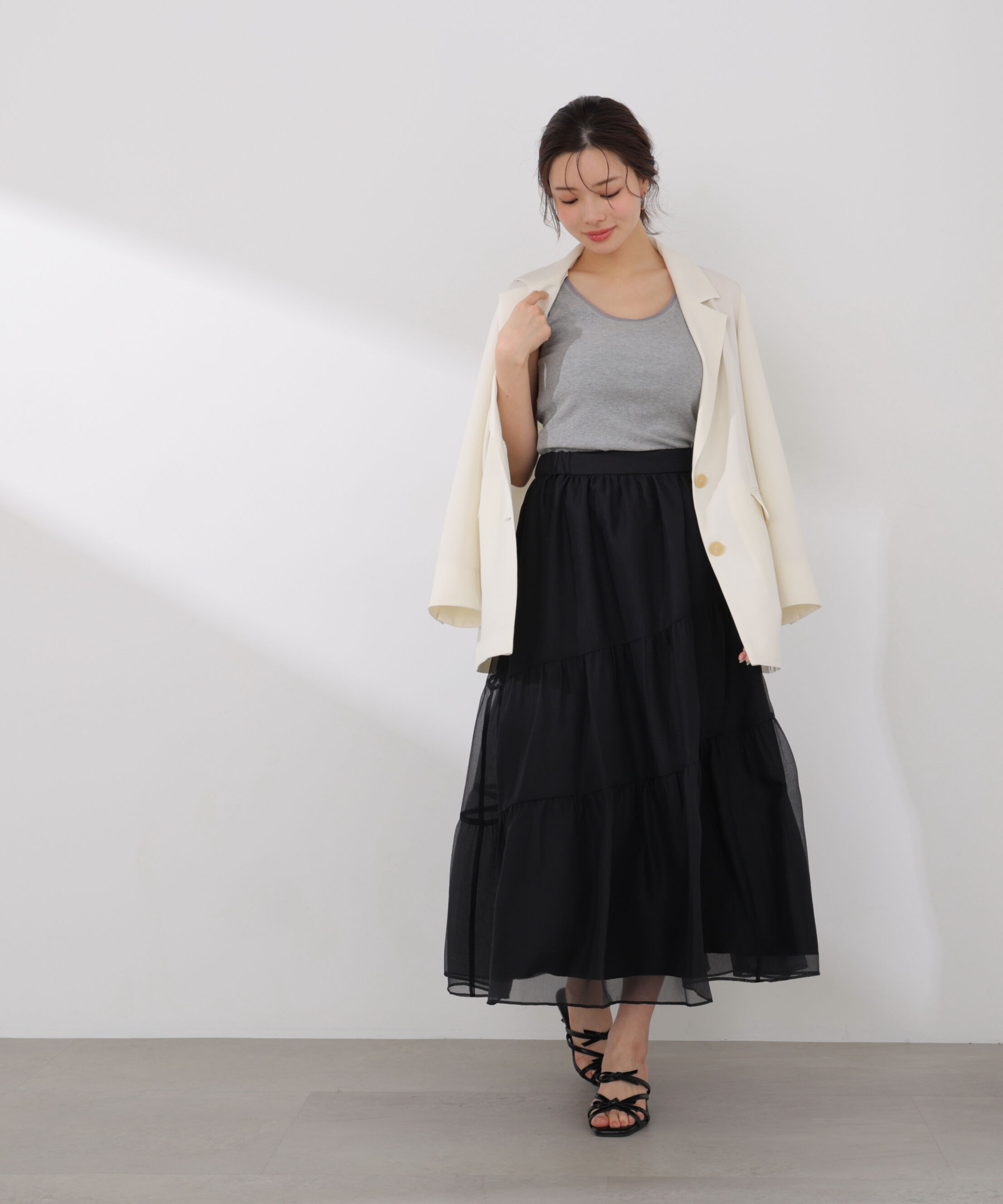 PROPORTION BODY DRESSING「チュールトリムタンクトップ 26SS」|Tシャツ・カットソー|