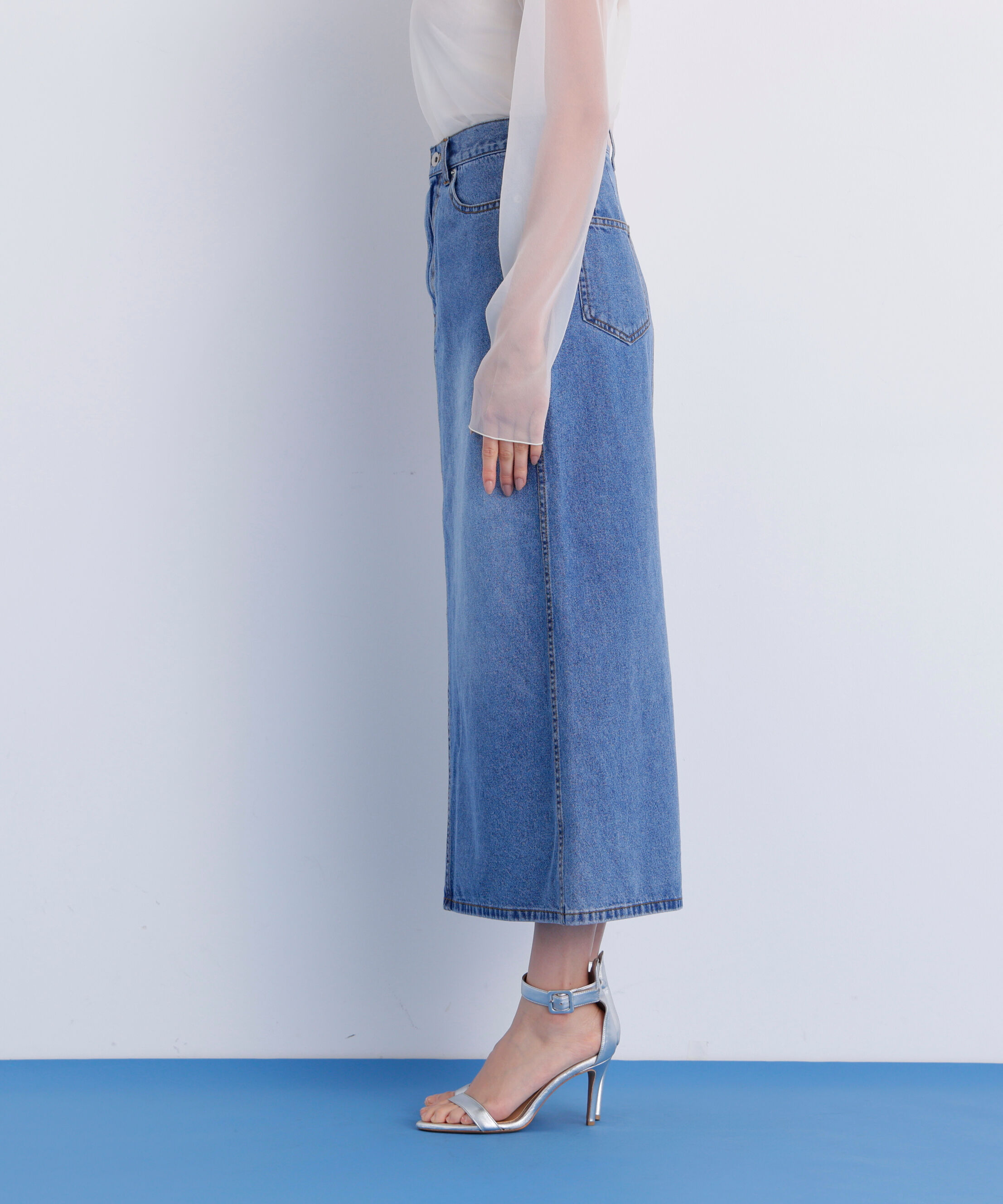  「［美香さん着用］デニムマキシＡラインスカート」|スカート|