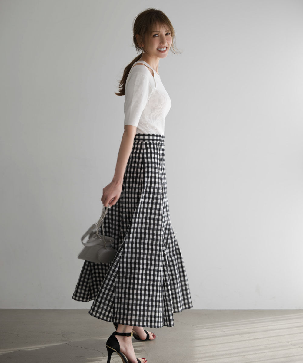  「［美香さん着用］シアーローンボリュームフレアースカート」|スカート|