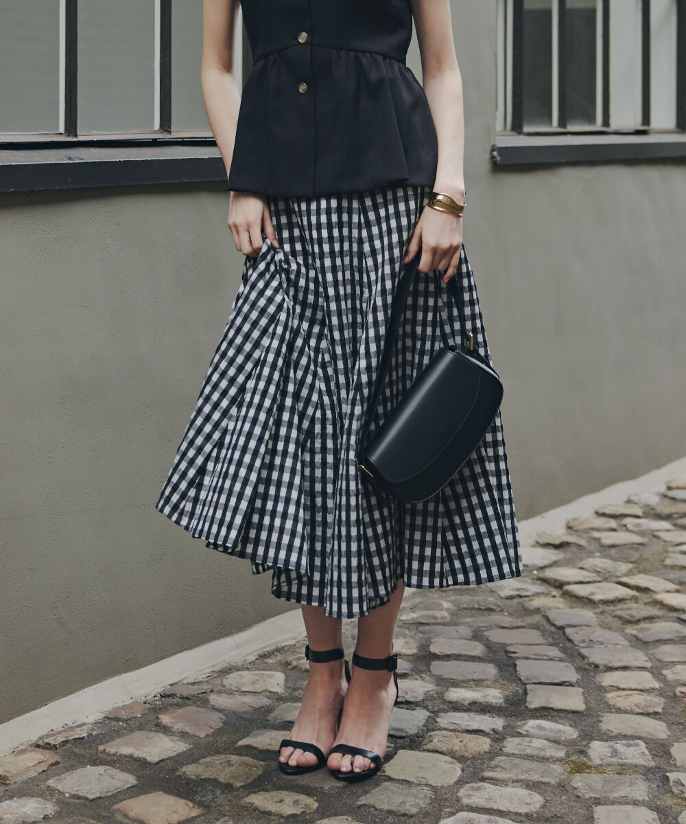  「［美香さん着用］シアーローンボリュームフレアースカート」|スカート|