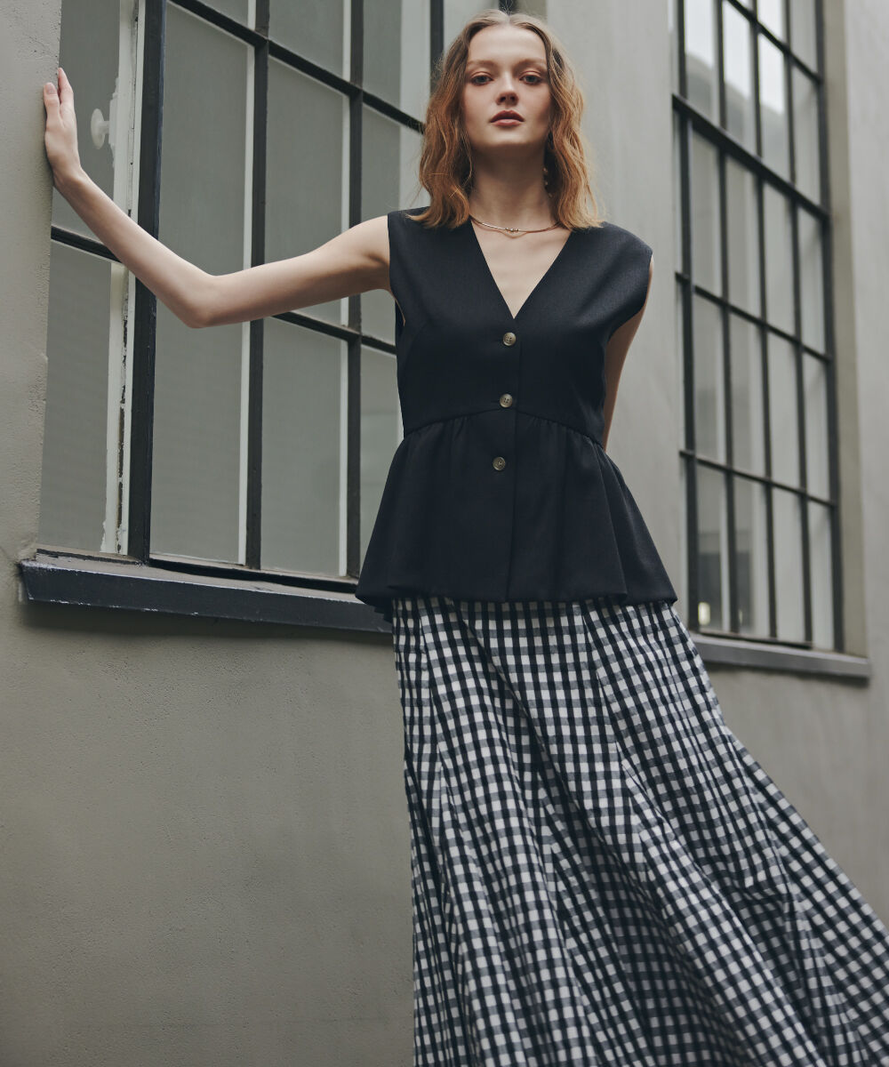  「［美香さん着用］シアーローンボリュームフレアースカート」|スカート|