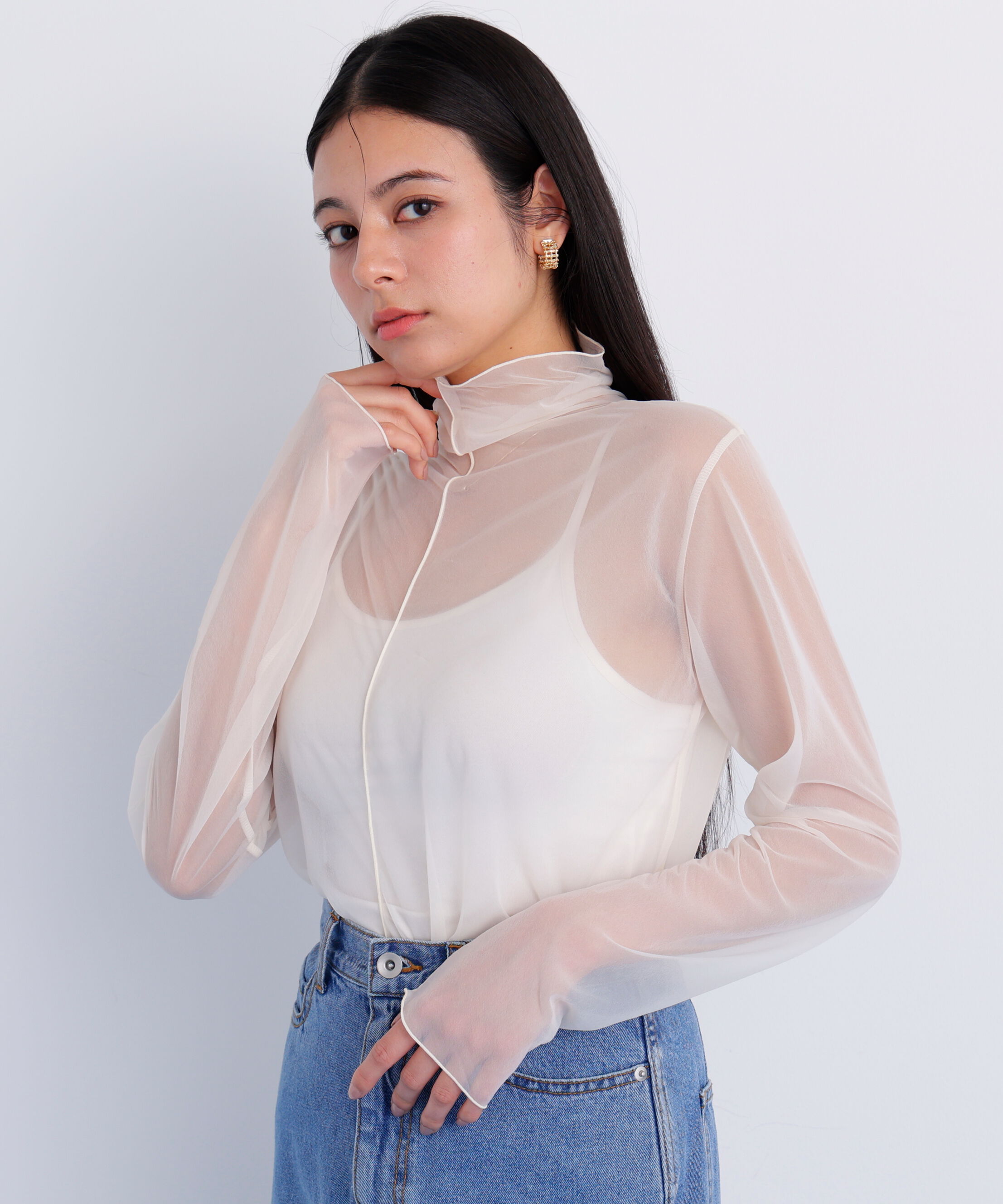  「［美香さん着用］シアーハイネックカットソー」|Tシャツ・カットソー|