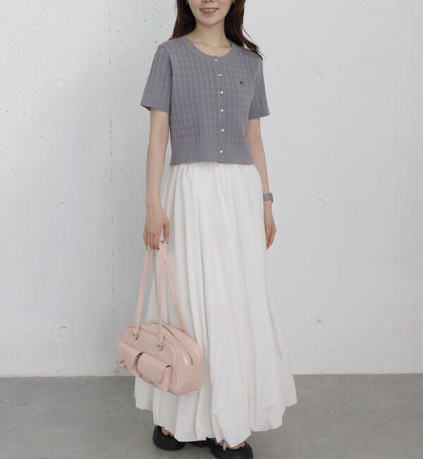 archives「ストライプアソートハーフスリーブケーブルニットカーディガン」|カーディガン|