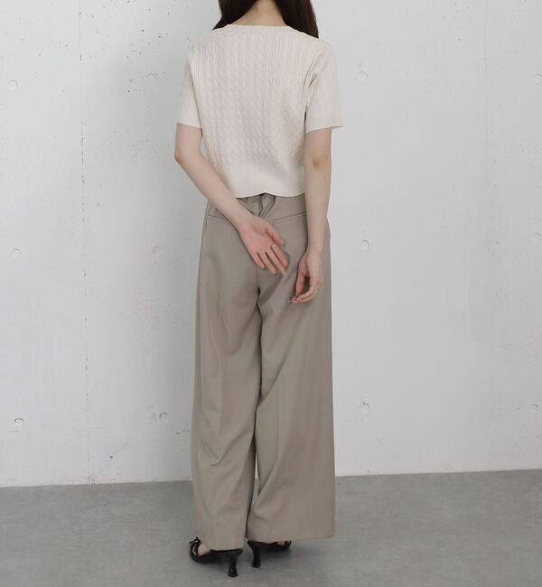 archives「ストライプアソートハーフスリーブケーブルニットカーディガン」|カーディガン|