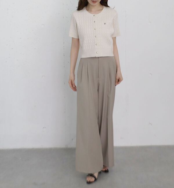 archives「ストライプアソートハーフスリーブケーブルニットカーディガン」|カーディガン|