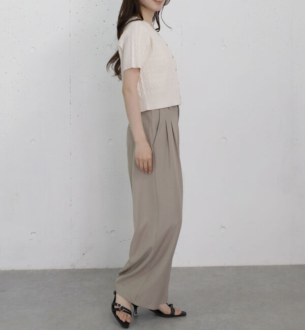 archives「ストライプアソートハーフスリーブケーブルニットカーディガン」|カーディガン|