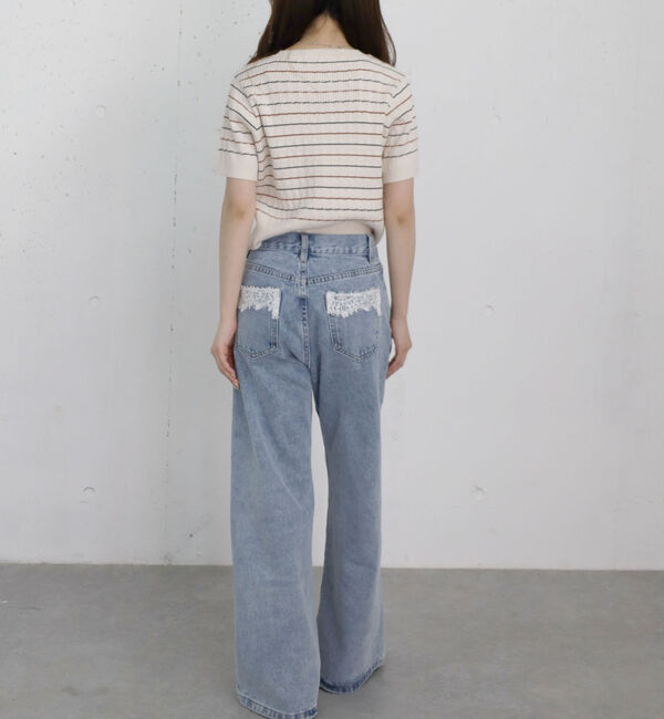 archives「ストライプアソートハーフスリーブケーブルニットカーディガン」|カーディガン|