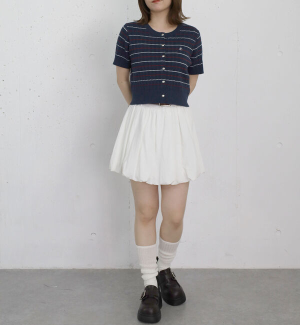 archives「ストライプアソートハーフスリーブケーブルニットカーディガン」|カーディガン|