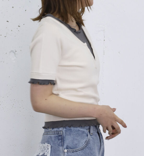 archives「配色レイヤードドッキングニットプルオーバー」|ニット・セーター|