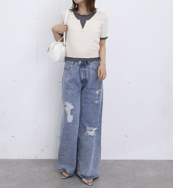 archives「配色レイヤードドッキングニットプルオーバー」|ニット・セーター|