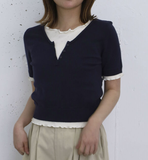 archives「配色レイヤードドッキングニットプルオーバー」|ニット・セーター|