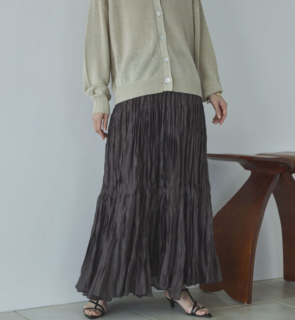 Doux archives「ワッシャーシアーティアードスカート」|スカート|DARK BROWN