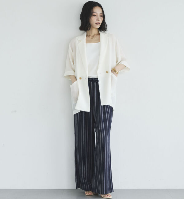 Doux archives「リネン混ストライプパンツ」|チノ|