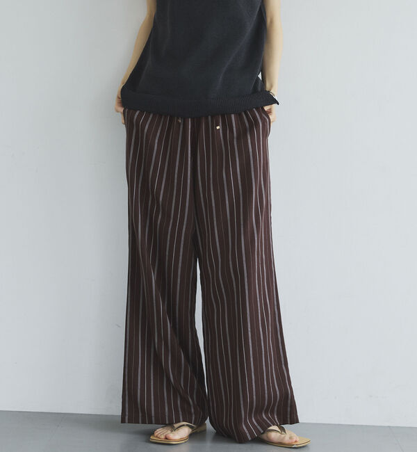 Doux archives「リネン混ストライプパンツ」|チノ|BROWN