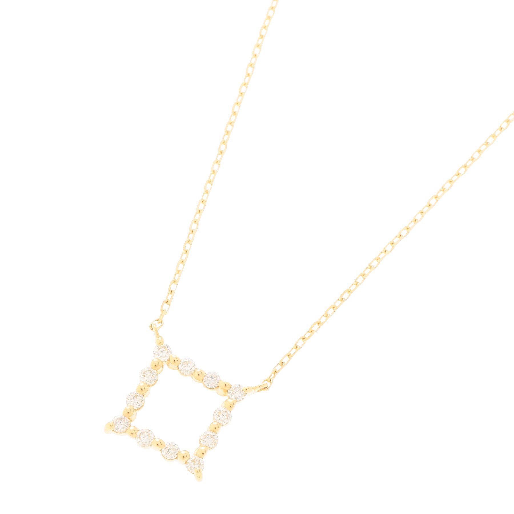 COCOSHNIK「K18ダイヤモンド 伏せ込みオープンスクエア ネックレス」|ネックレス|イエローゴールド(1