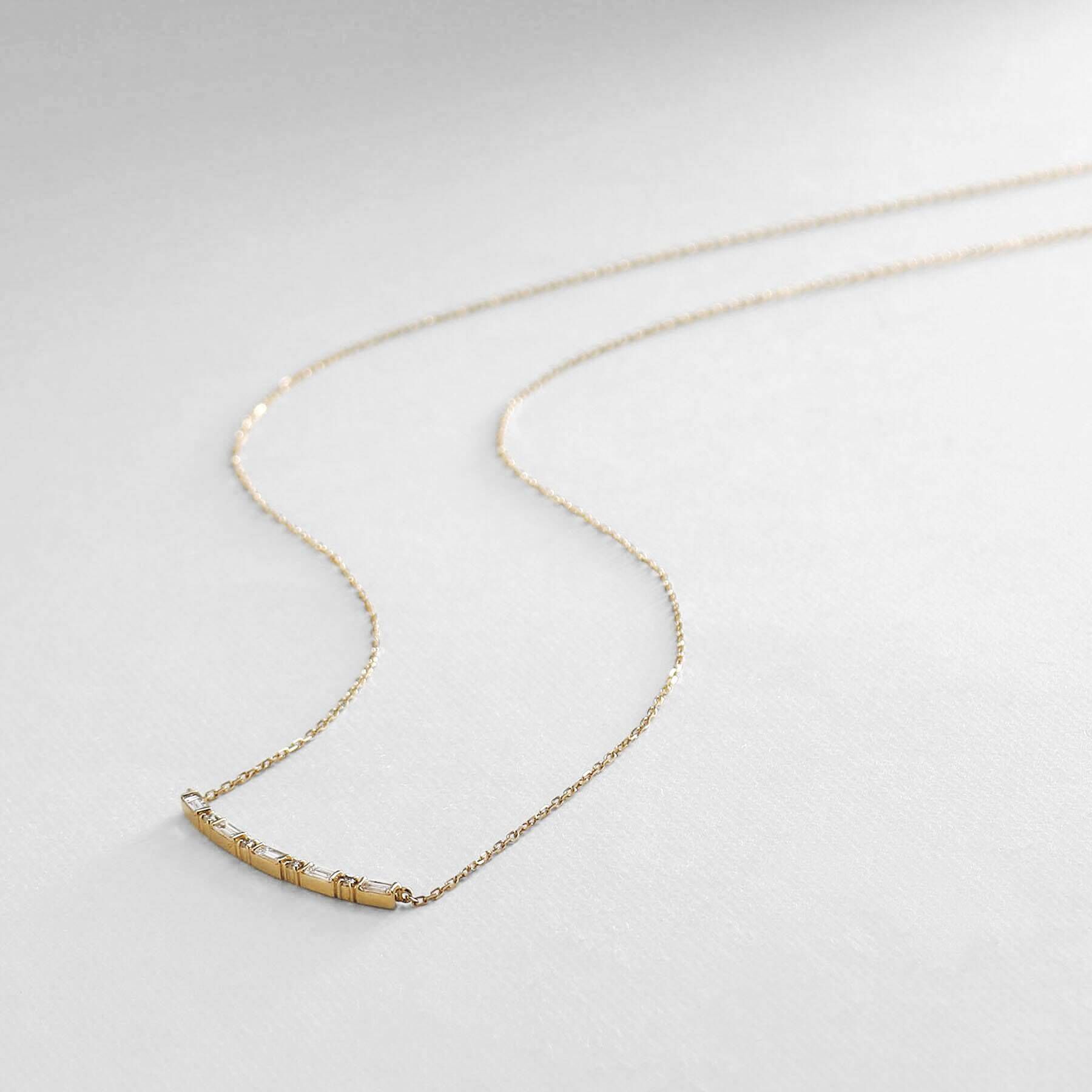 COCOSHNIK「K18ダイヤモンド バゲットカット アーチネックレス」|ネックレス|