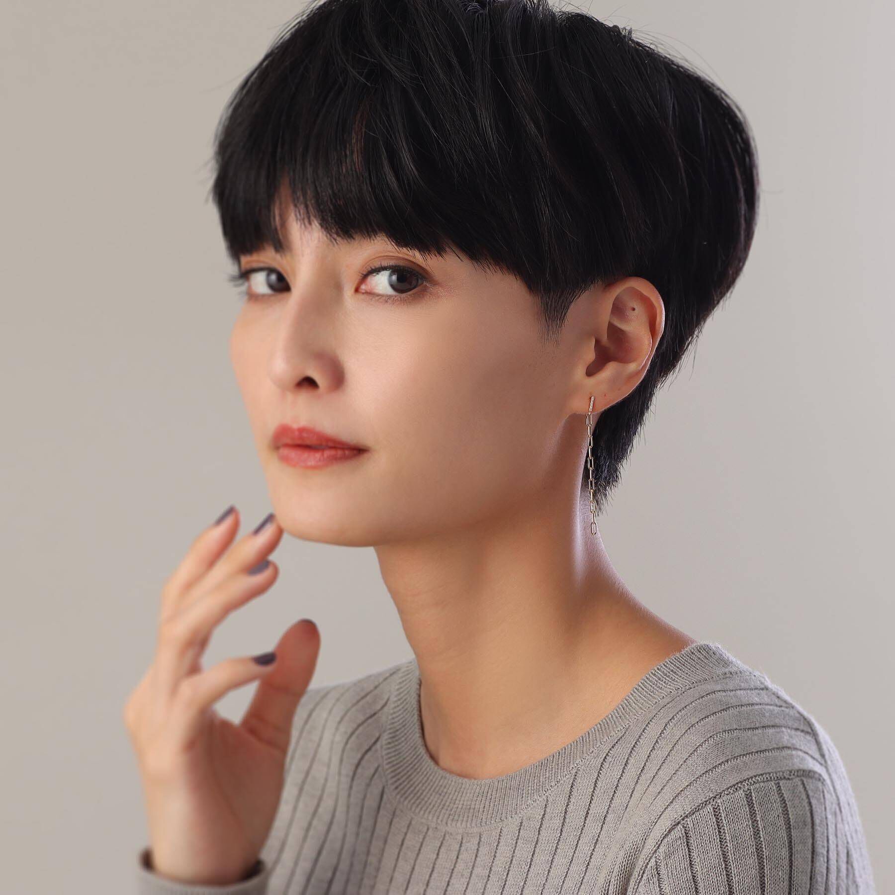 COCOSHNIK「K10ダイヤモンド ケーブルチェーン スタッドピアス」|ピアス|