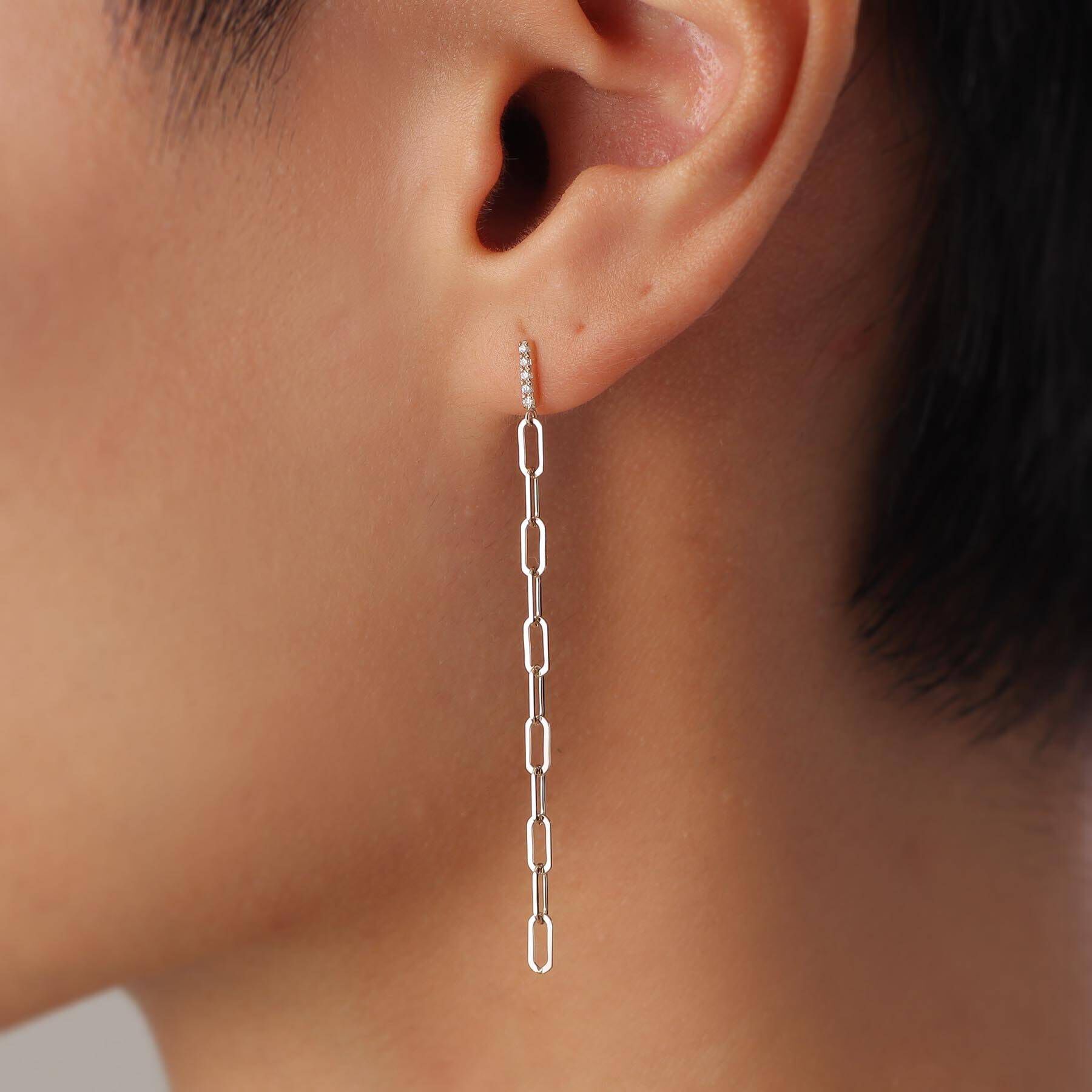 COCOSHNIK「K10ダイヤモンド ケーブルチェーン スタッドピアス」|ピアス|