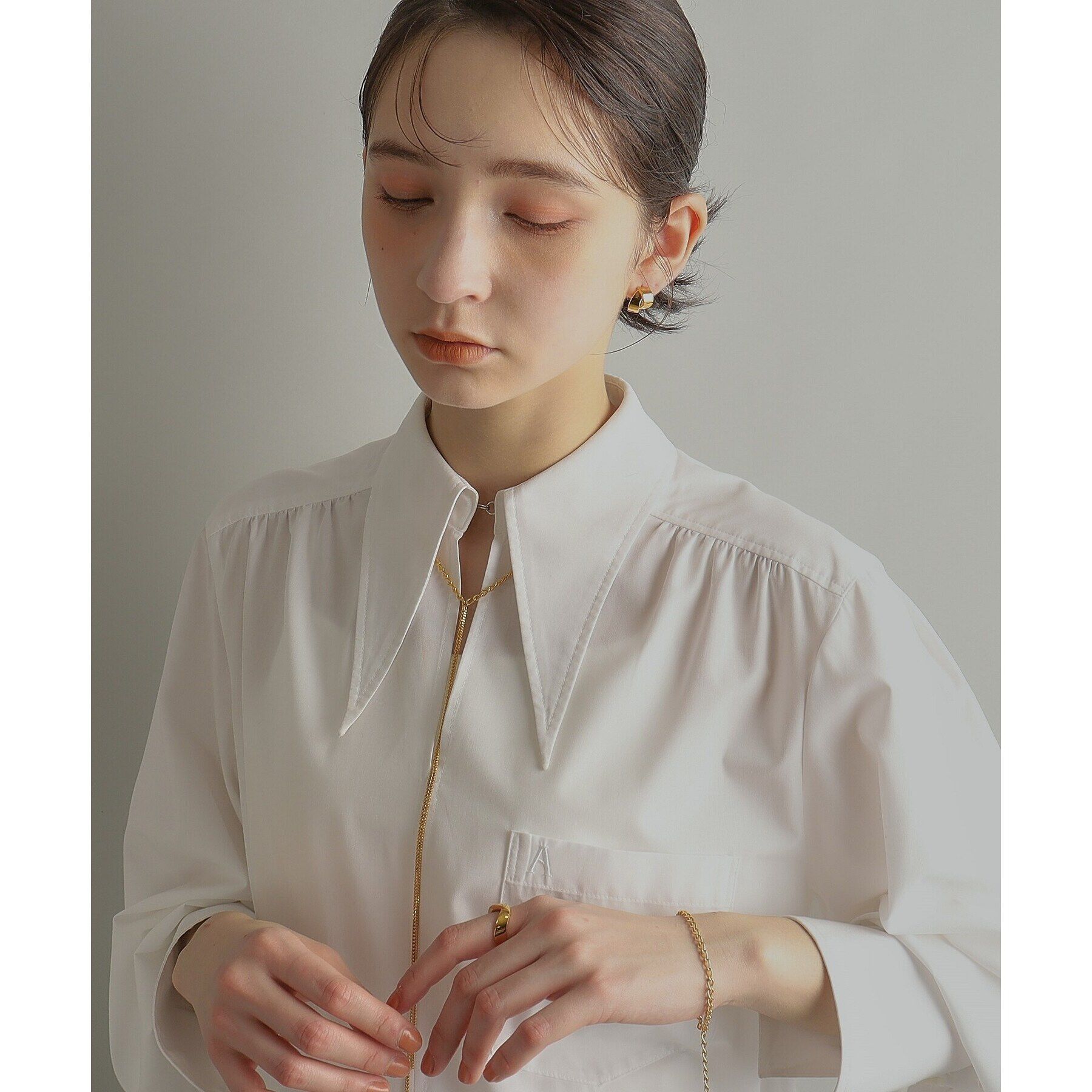 COCOSHNIK ONKITSCH「シルバー ミックスカーブチェーンフリンジ ネックレス GP」|ネックレス|