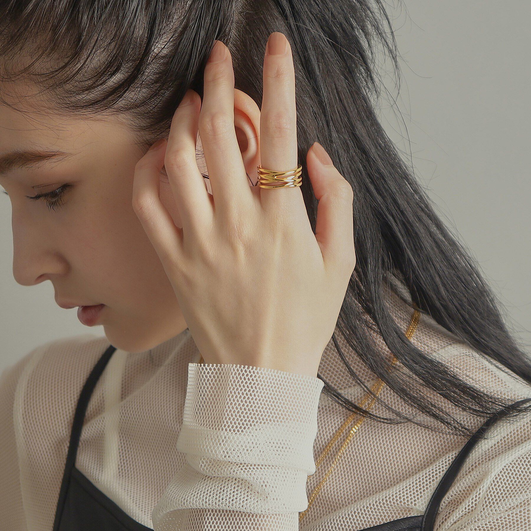 COCOSHNIK ONKITSCH「シルバー クロッシングラインリング GP」|リング|