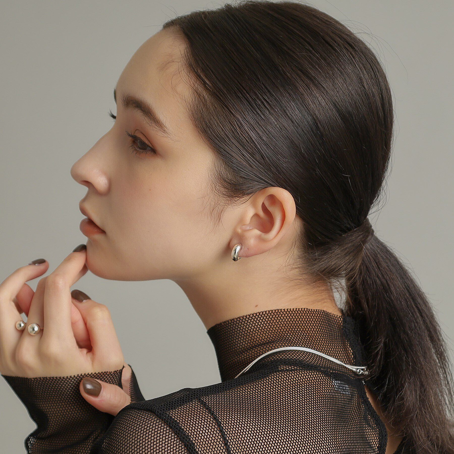 COCOSHNIK ONKITSCH「シルバー ホロウフープピアス ラウンドS」|ピアス|