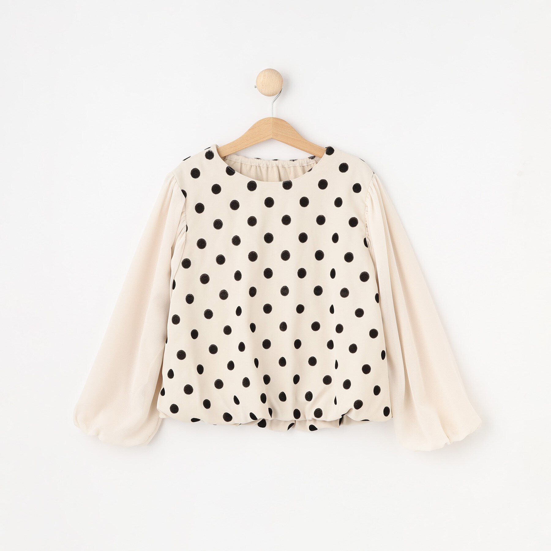 SHOO･LA･RUE「【100-140cm/プチセレ/セットアップ可】フロッキードットブラウス」|シャツ・ブラウス|