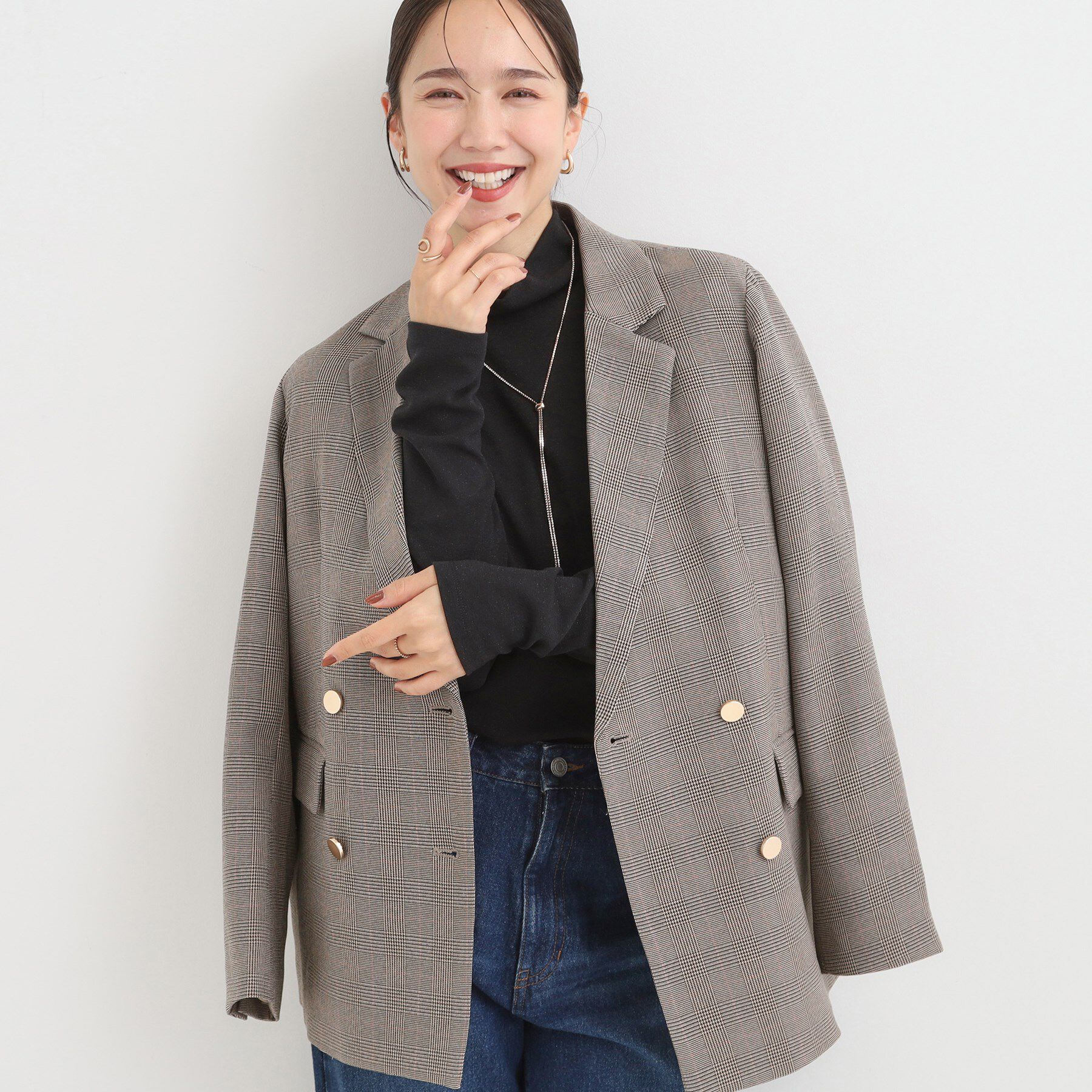 SHOO･LA･RUE「【洗える/S-LL/セットアップ可】カジュアルからきれいめまで ダブルジャケット」|テーラードジャケット|グレー(212)