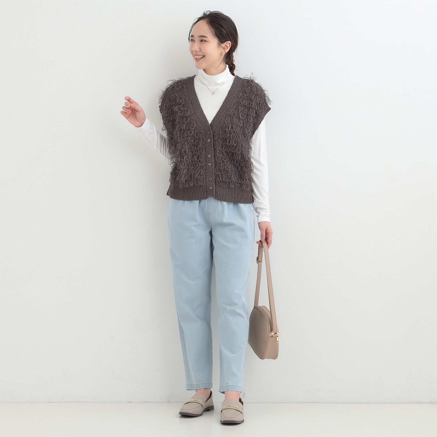 SHOO･LA･RUE「【ライトオンスデニム/S-LL/洗濯機可】夏でもはける らくらくイージーデニムテーパードパンツ」|デニム|