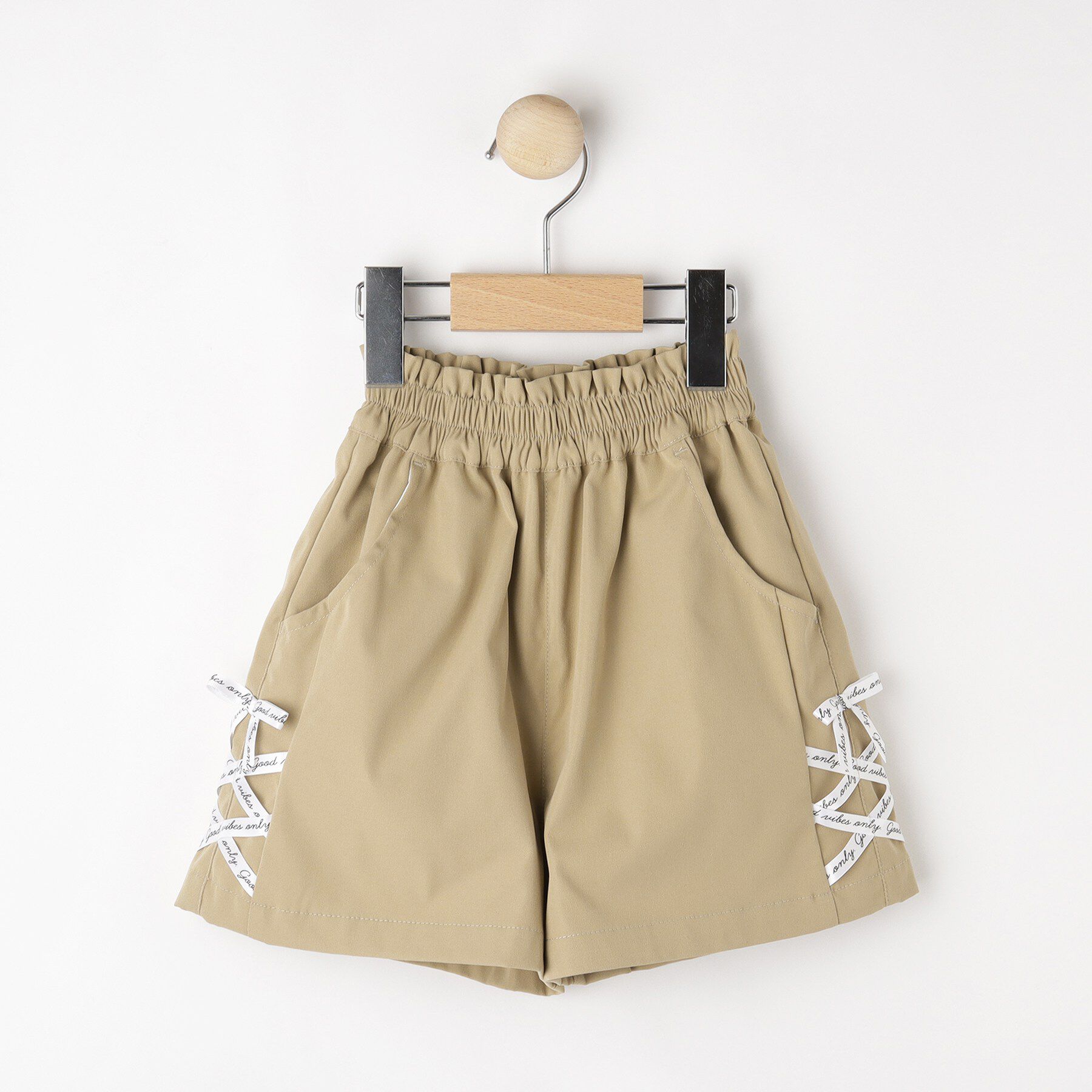 SHOO･LA･RUE「【100-150cm】サイドレースアップショートパンツ」|キュロット|ベージュ(052)