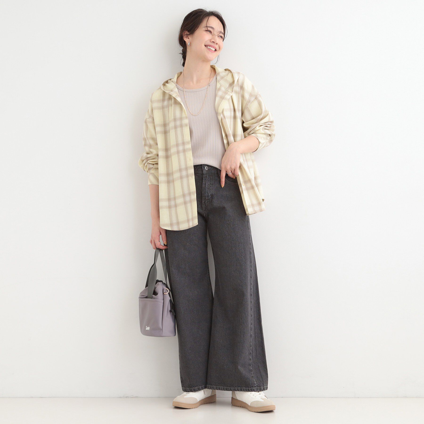 SHOO･LA･RUE「【洗濯機可】涼しげで軽やかな チェックシャツパーカ」|シャツ・ブラウス|