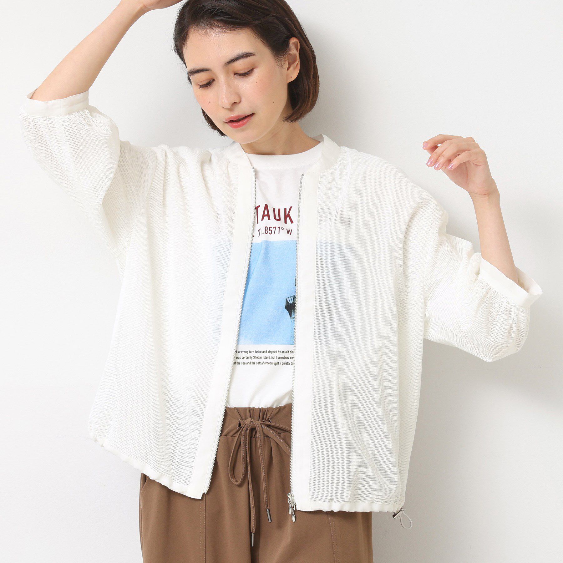 Dessin「【洗える】メッシュシアージャケット」|ブルゾン・スタジャン|ホワイト(002)