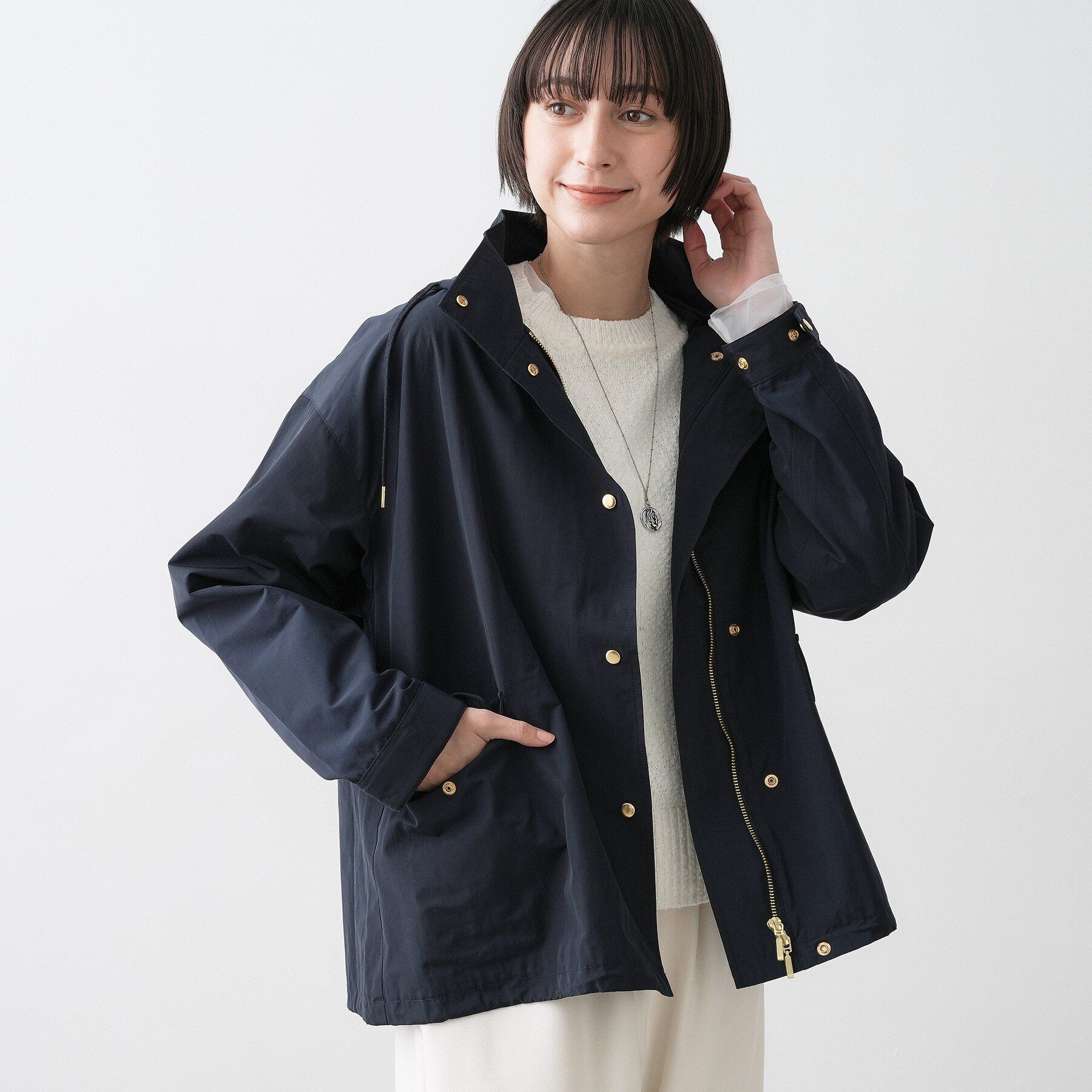 Dessin「【撥水/2WAY】フーディーブルゾン」|ブルゾン・スタジャン|ネイビー(094)