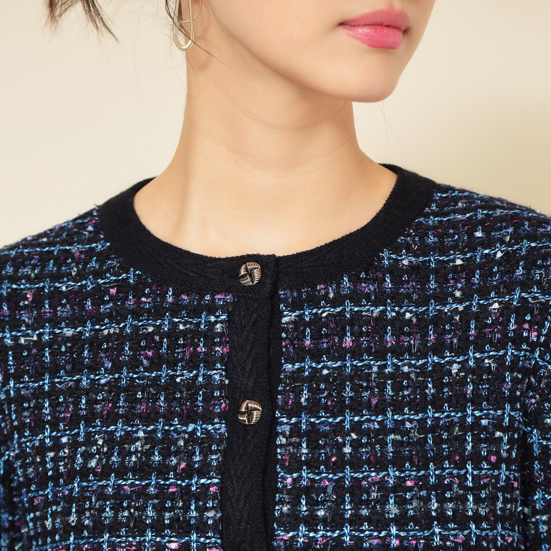 SunaUna「【配色／ミックス】ツイードカーディガン」|カーディガン|