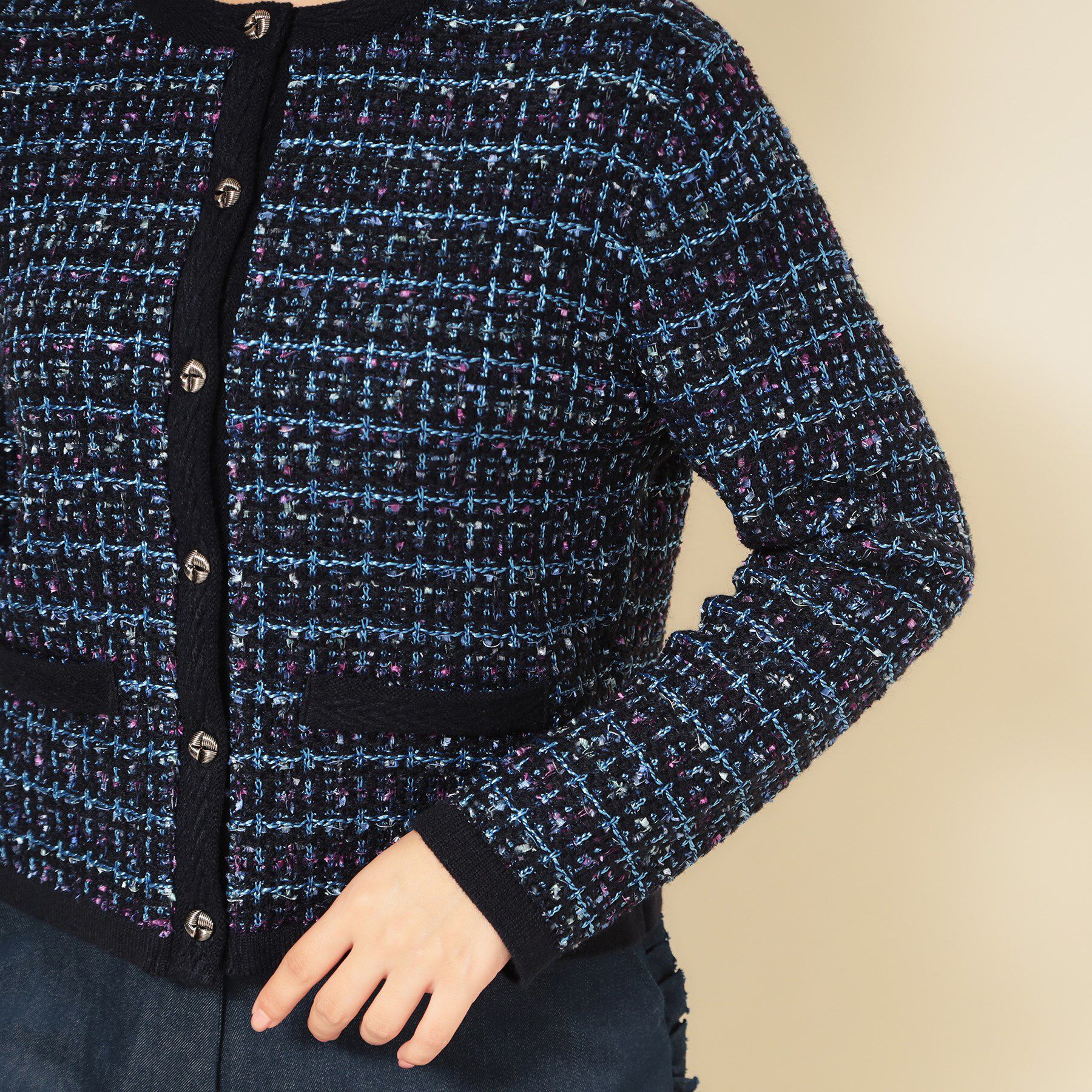 SunaUna「【配色／ミックス】ツイードカーディガン」|カーディガン|