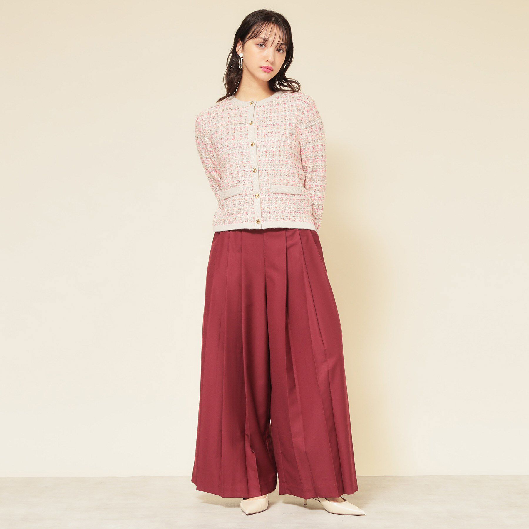 SunaUna「【配色／ミックス】ツイードカーディガン」|カーディガン|