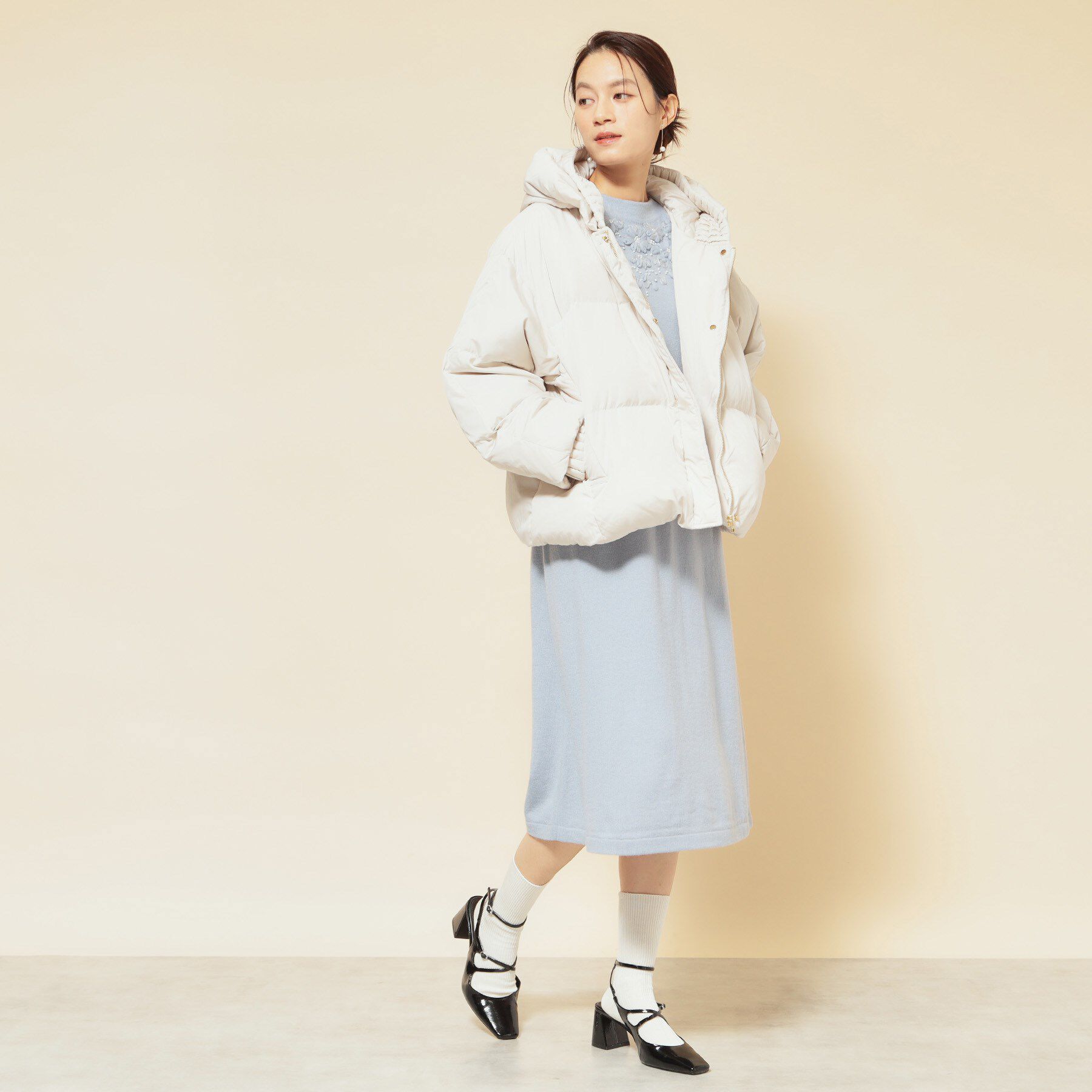 SunaUna「【プリーツレイヤードピュアダウン】」|ダウン|