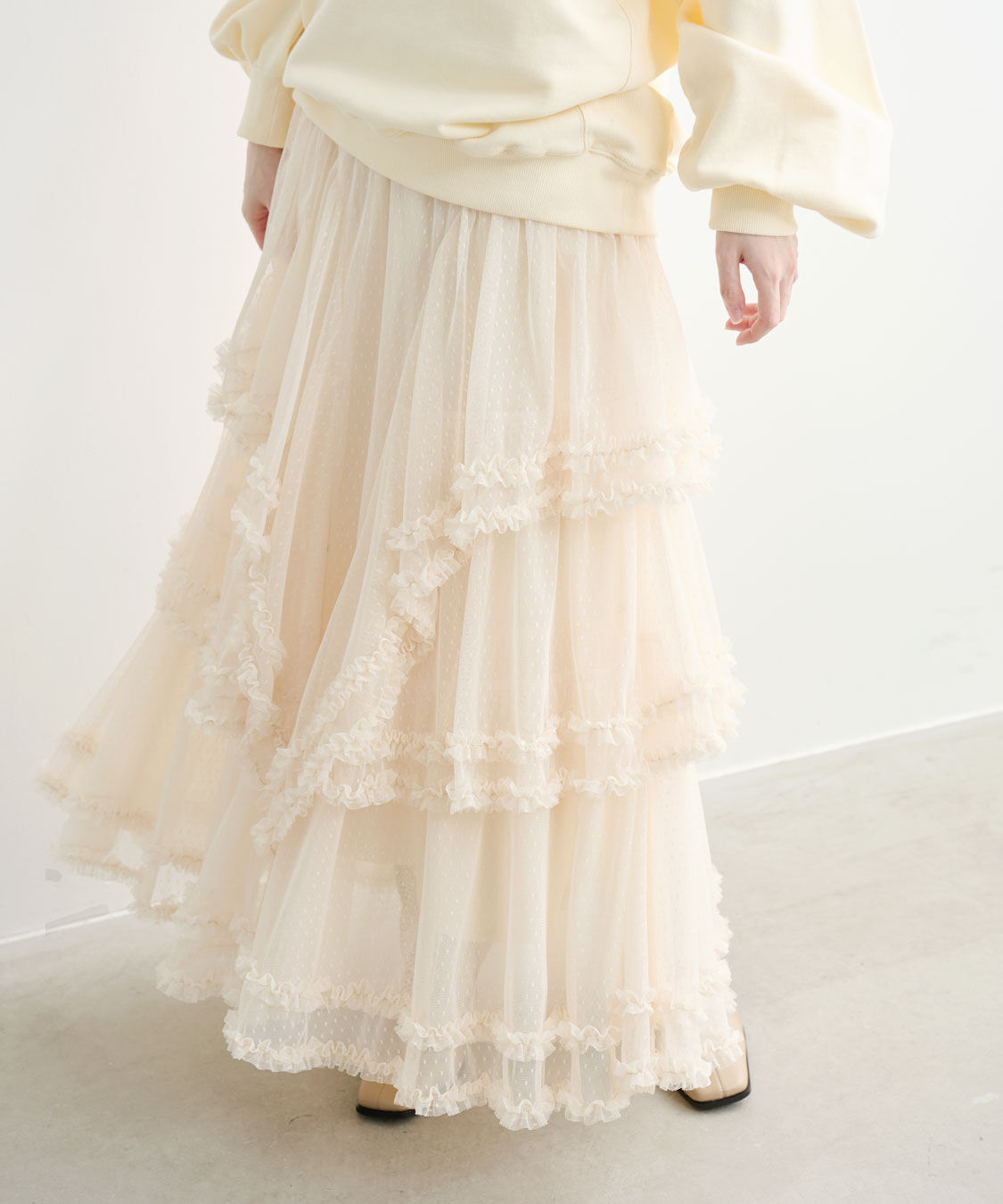 COCO DEAL「ドットチュールティアードフレアスカート」|スカート|