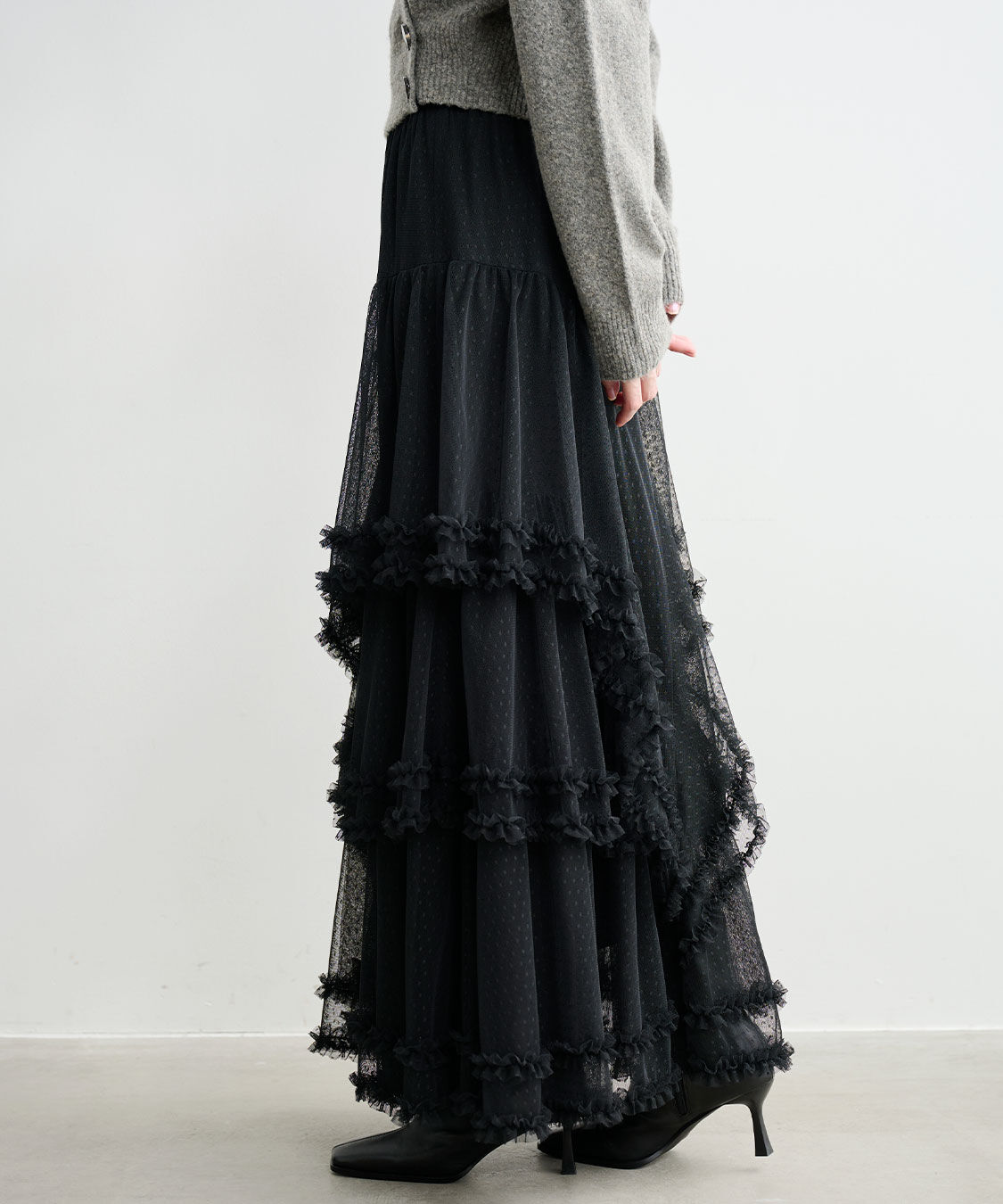 COCO DEAL「ドットチュールティアードフレアスカート」|スカート|