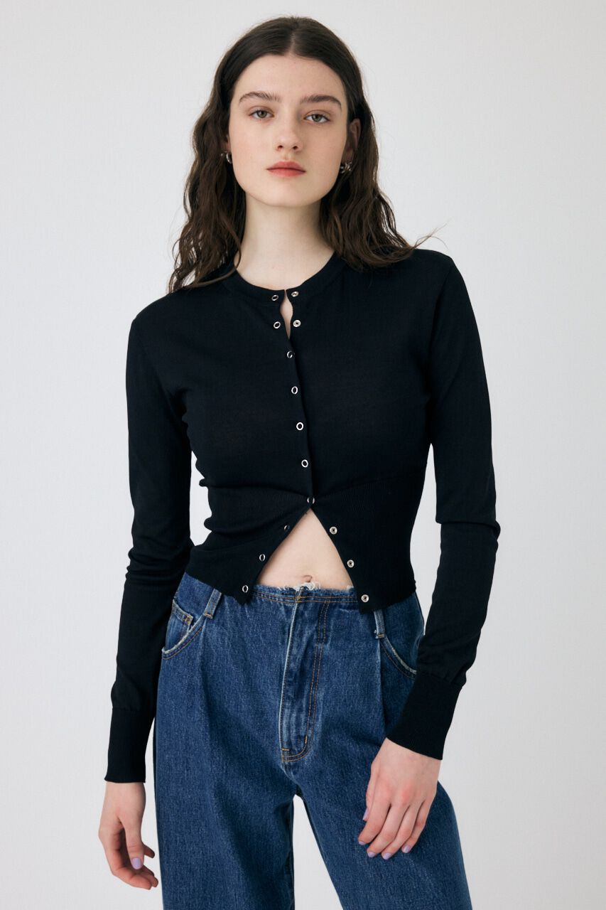 MOUSSY「WAIST SWITCHING カーディガン」|カーディガン|BLK