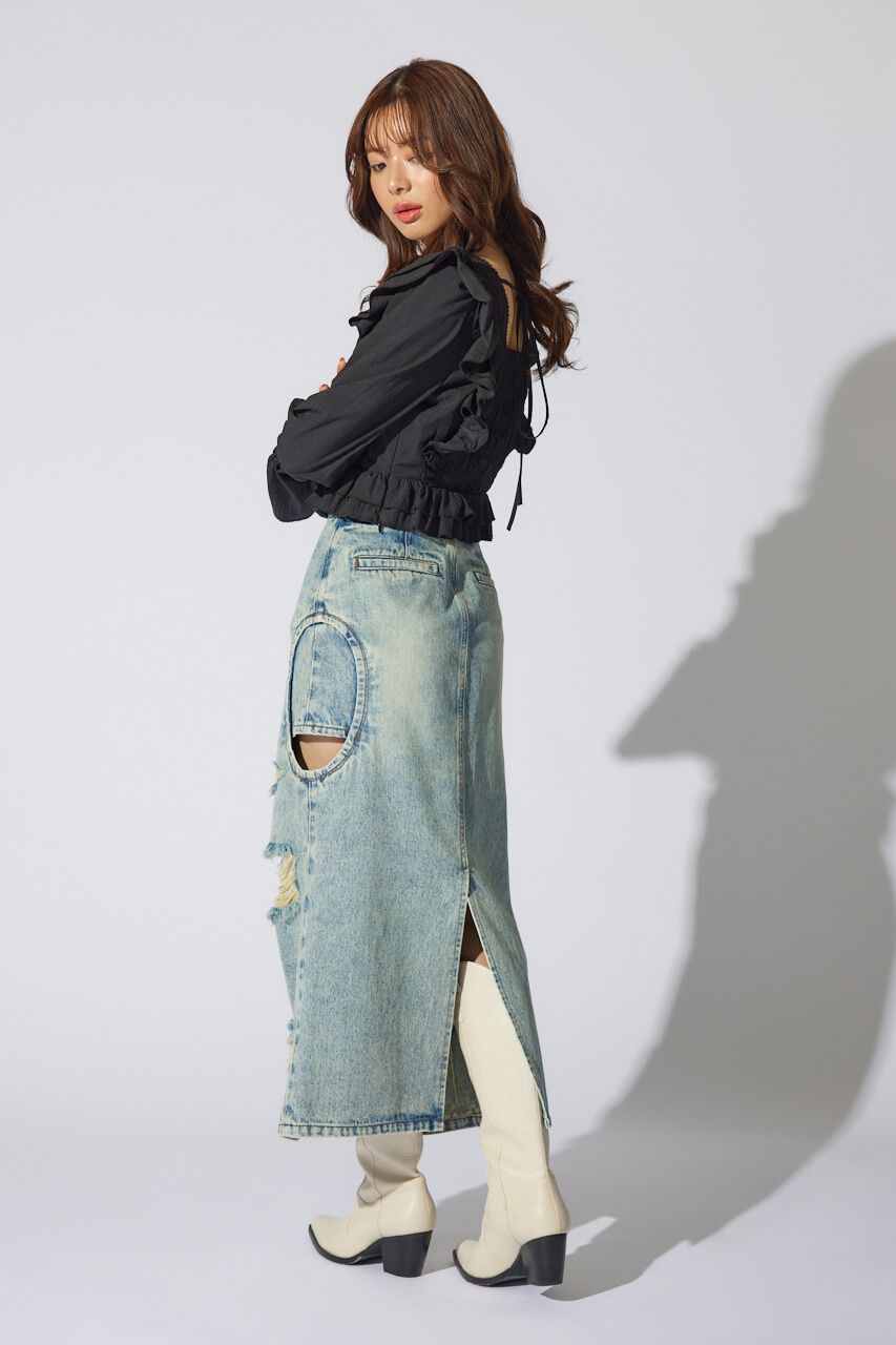 rienda「サイドオープンレイヤードデニムスカート」|スカート|