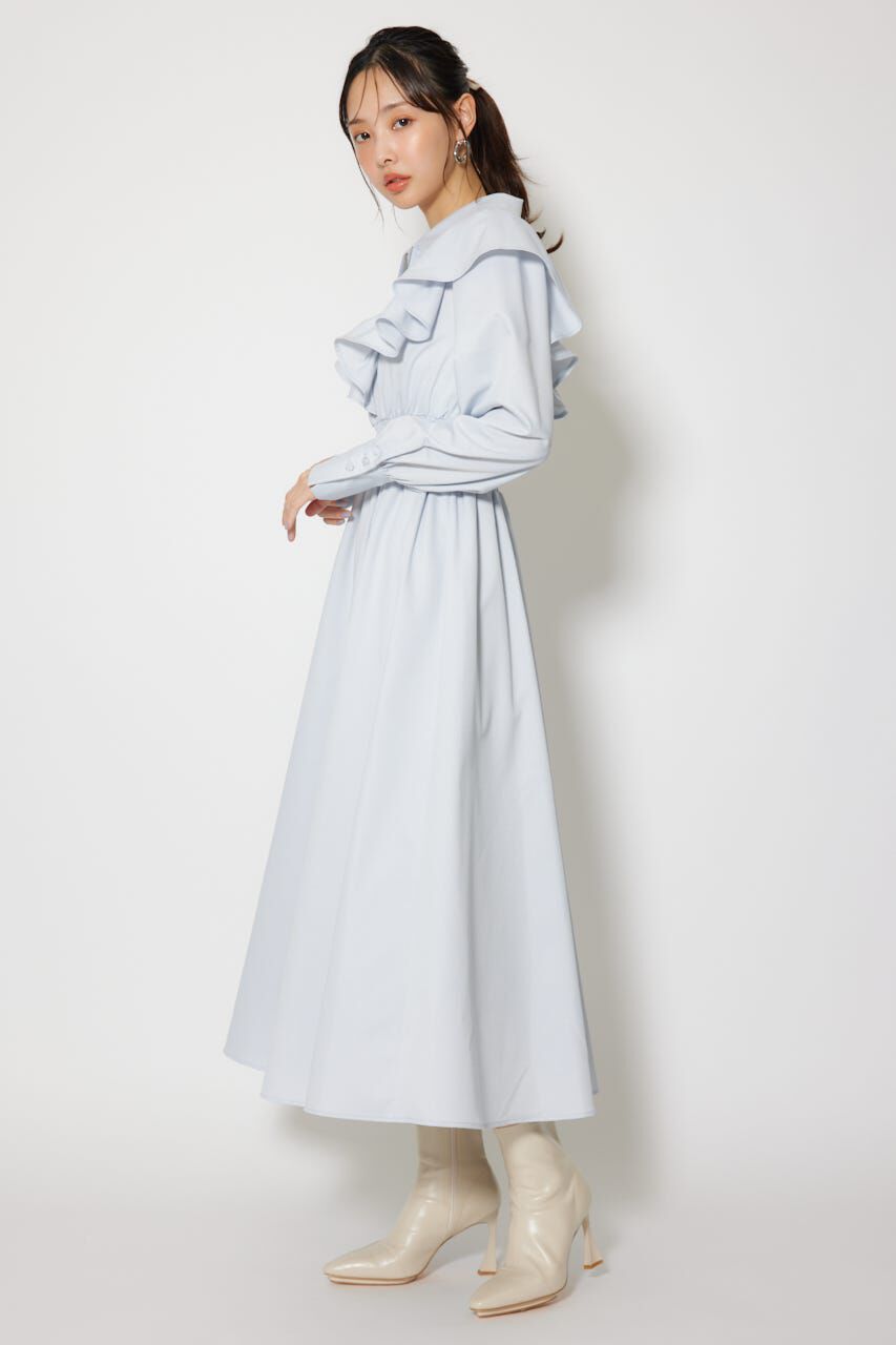 rienda「フロントZIPフリルシャツワンピース」|ワンピース|
