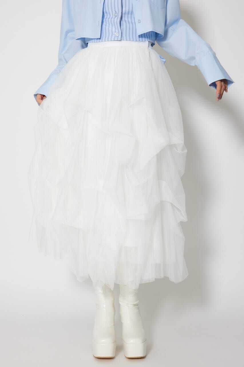 rienda「ランダムタックチュールスカート」|スカート|