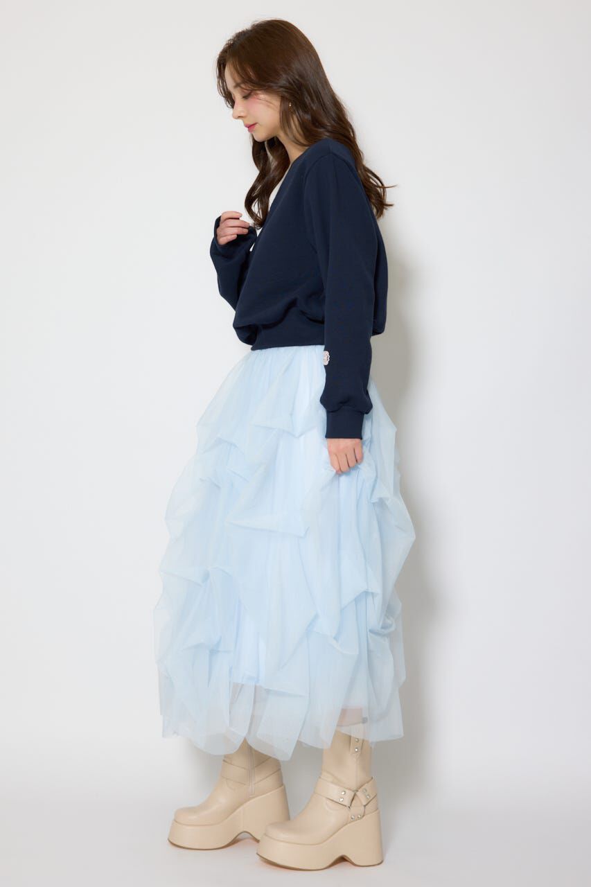 rienda「ランダムタックチュールスカート」|スカート|