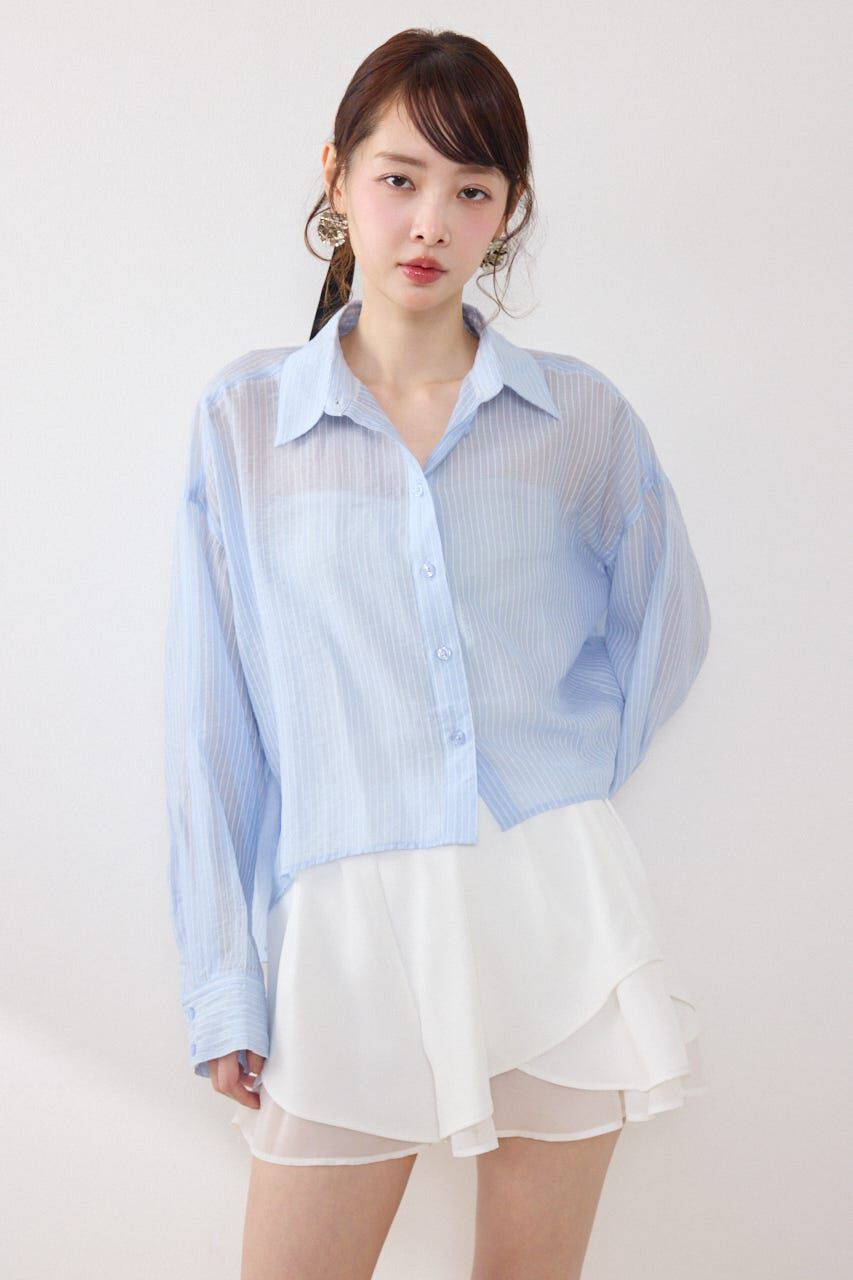 rienda「アシンメトリーストライプシャツ」|シャツ・ブラウス|BLU