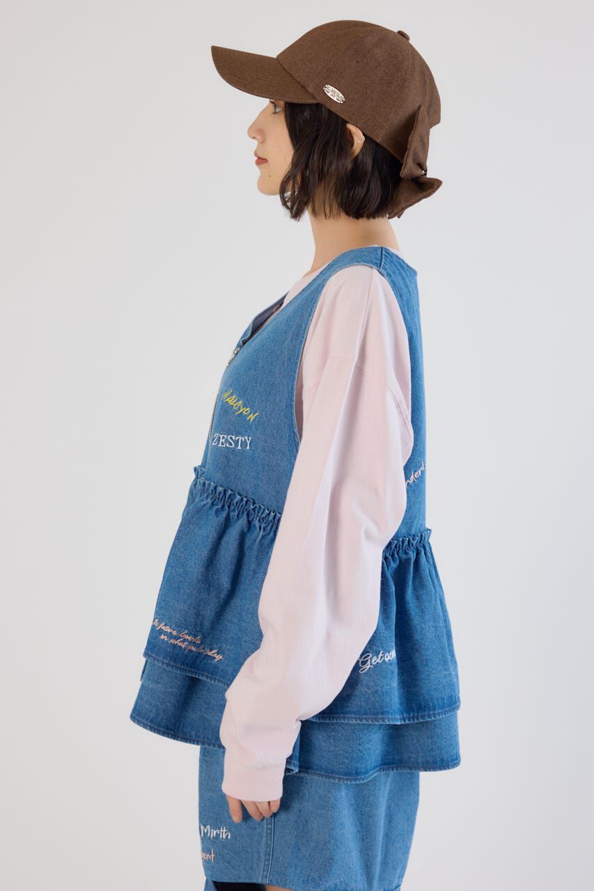 RODEO CROWNS「embroideryフロントジップベスト」|ダウンベスト・ベスト|