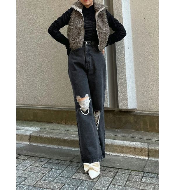 CALNAMUR「フェイクファーノースリーブスタンドブルゾン」|ブルゾン・スタジャン|