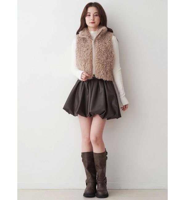 CALNAMUR「フェイクファーノースリーブスタンドブルゾン」|ブルゾン・スタジャン|