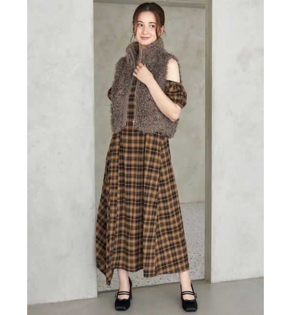 CALNAMUR「フェイクファーノースリーブスタンドブルゾン」|ブルゾン・スタジャン|