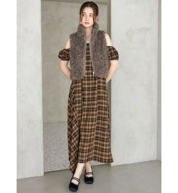 CALNAMUR「フェイクファーノースリーブスタンドブルゾン」|ブルゾン・スタジャン|