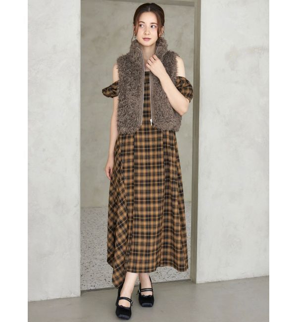 CALNAMUR「フェイクファーノースリーブスタンドブルゾン」|ブルゾン・スタジャン|